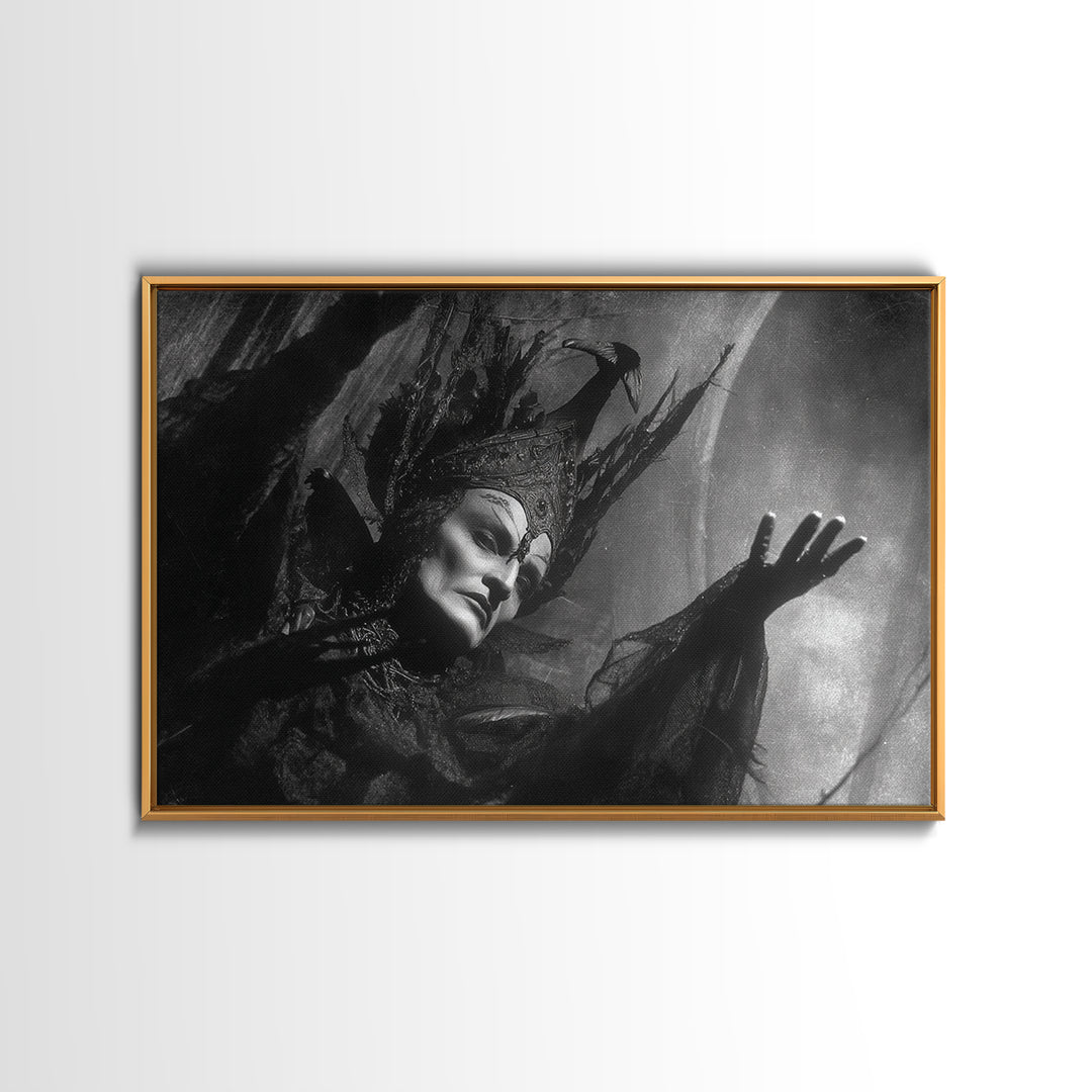 Monochrome Gothic Halloween, Dark Symbolist Art, Landscape Wall Art, Gothic Horror Wall Art, Framed Canvas Print