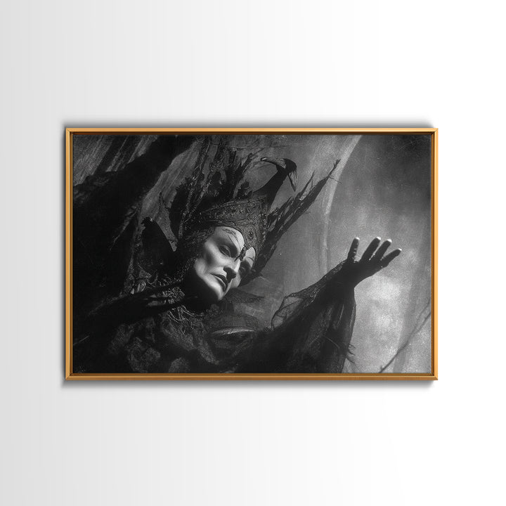 Monochrome Gothic Halloween, Dark Symbolist Art, Landscape Wall Art, Gothic Horror Wall Art, Framed Canvas Print
