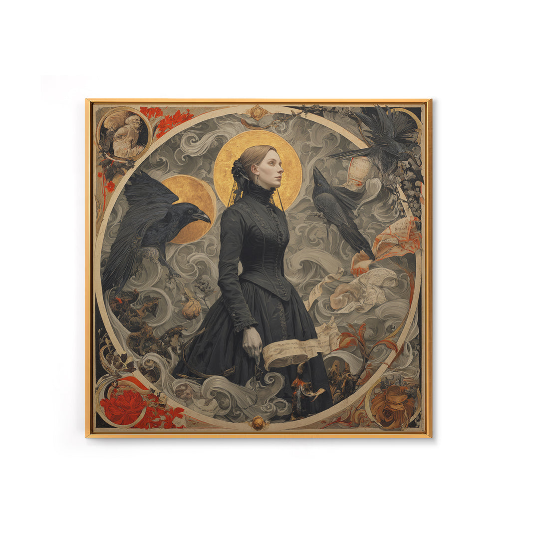 Victorian Mourning Halloween, Dark Renaissance Art, Square Wall Art, Macabre Wall Art, Framed Canvas Print, Halloween Wall Art