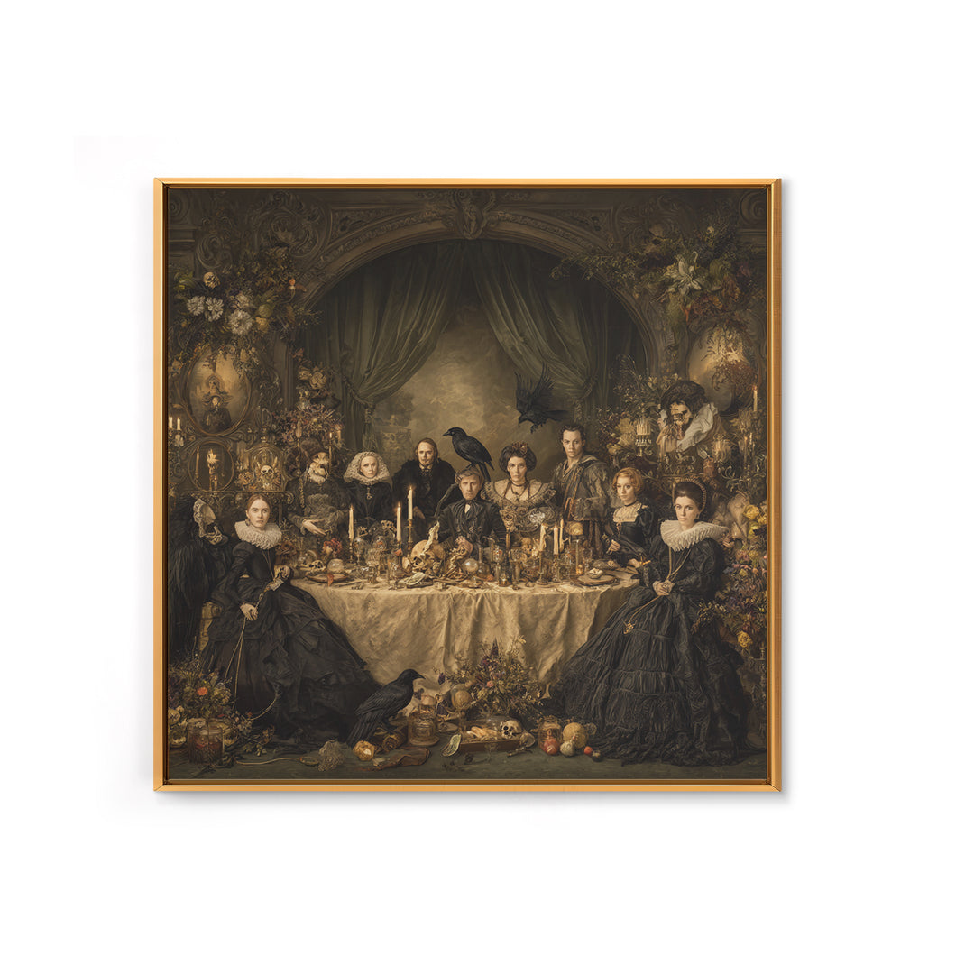 Victorian Mourning Halloween, Danse Macabre Art, Square Wall Art, Macabre Wall Art, Framed Canvas Print