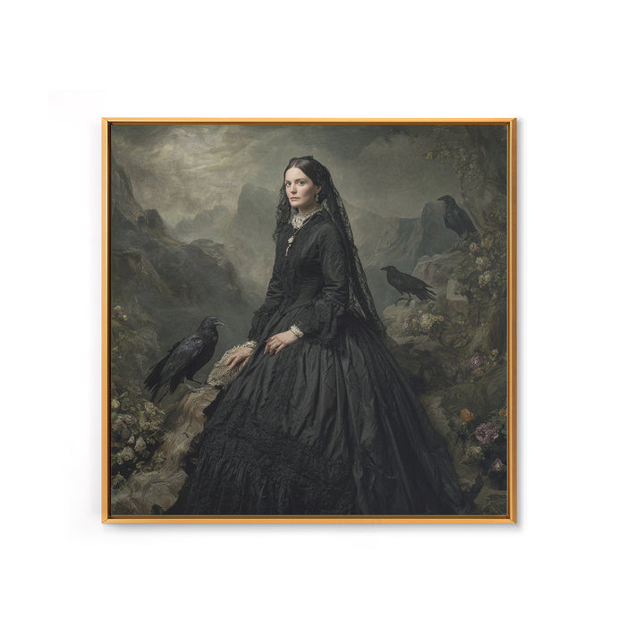 Victorian Mourning Halloween, Baroque Witchcraft Art, Square Wall Art, Macabre Wall Art, Framed Canvas Print, Halloween Wall Art