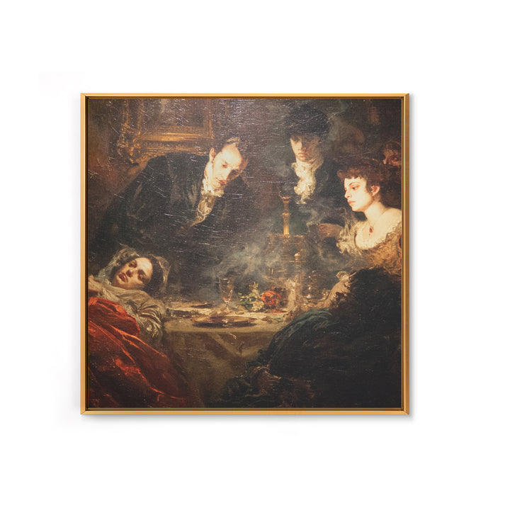 Victorian Mourning Halloween, Gothic Nightmare Art, Square Wall Art, Dark Fantasy Wall Art, Framed Canvas Print, Halloween Wall Art