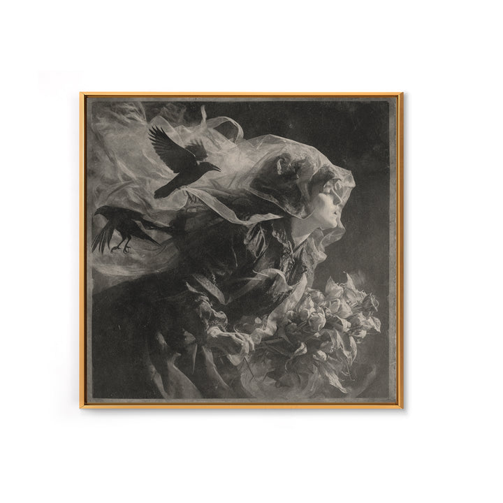 Victorian Mourning Halloween, Symbolist Dream Art, Square Wall Art, Dark Fantasy Wall Art, Canvas Print, Halloween Wall Art