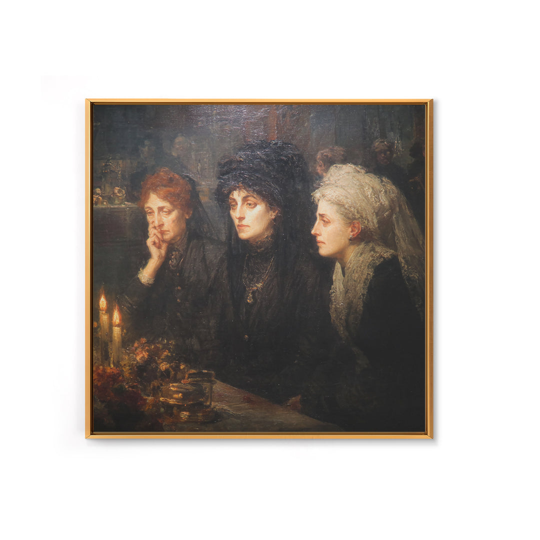 Victorian Mourning Halloween, Expressionist Gothic Art, Square Wall Art, Macabre Wall Art, Canvas Print, Halloween Wall Art