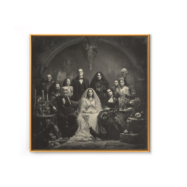 Victorian Mourning Halloween, Biomechanical Horror Art, Square Wall Art, Gothic Horror Wall Art, Framed Canvas Print, Halloween Wall Art