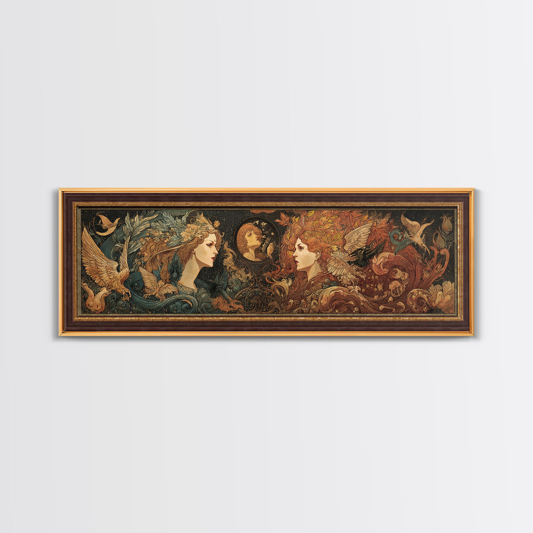Art Nouveau Witchcraft, Visionary Gothic Art, Extra Wide Wall Art, Gothic Horror Wall Art, Canvas Print, Halloween Wall Art