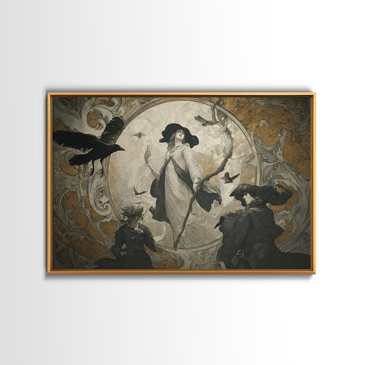 Art Nouveau Witchcraft, Symbolist Gothic Landscape, Landscape Wall Art, Gothic Horror Wall Art, Framed Canvas Print, Halloween Wall Art