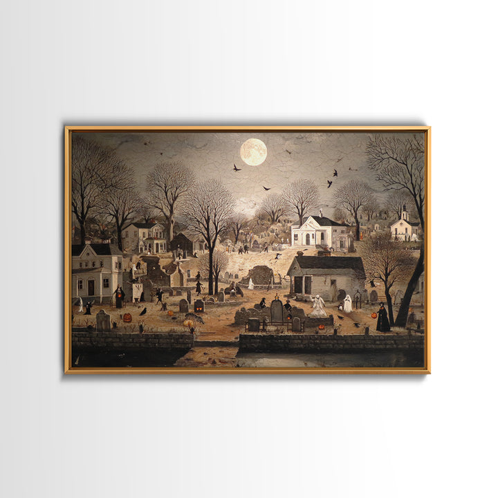 1950s Halloween Nostalgia, Romantic Gothic Landscape, Landscape Wall Art, Dark Halloween Decor, Canvas Print, Halloween Wall Art