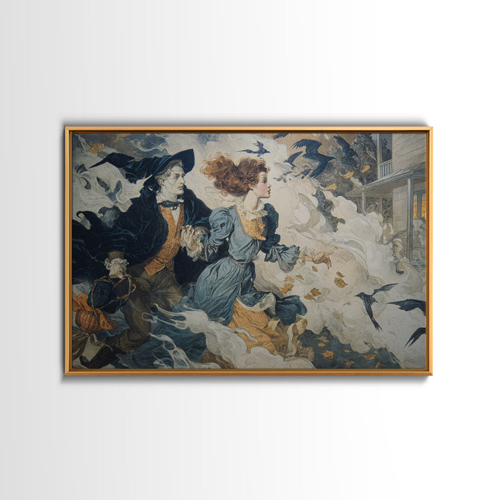 1950s Halloween Nostalgia, Decadent Gothic Art, Landscape Wall Art, Dark Fantasy Wall Art, Framed Canvas Print, Halloween Wall Art