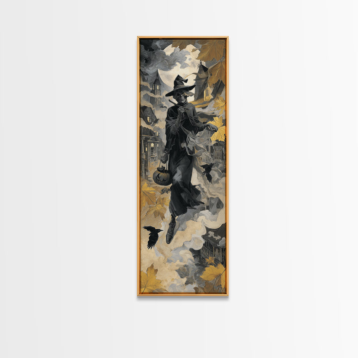 1950s Halloween Nostalgia, Surreal Apocalyptic Art, Tall Narrow Wall Art, Gothic Horror Wall Art, Framed Canvas Print
