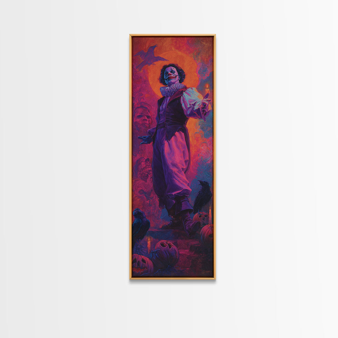 1980s Neon Horror, Gothic Nightmare Art, Tall Narrow Wall Art, Gothic Horror Wall Art, Framed Canvas Print, Halloween Wall Art