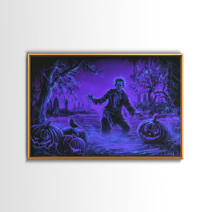 1980s Neon Horror, Symbolist Gothic Landscape, Landscape Wall Art, Macabre Wall Art, Canvas Print, Halloween Wall Art