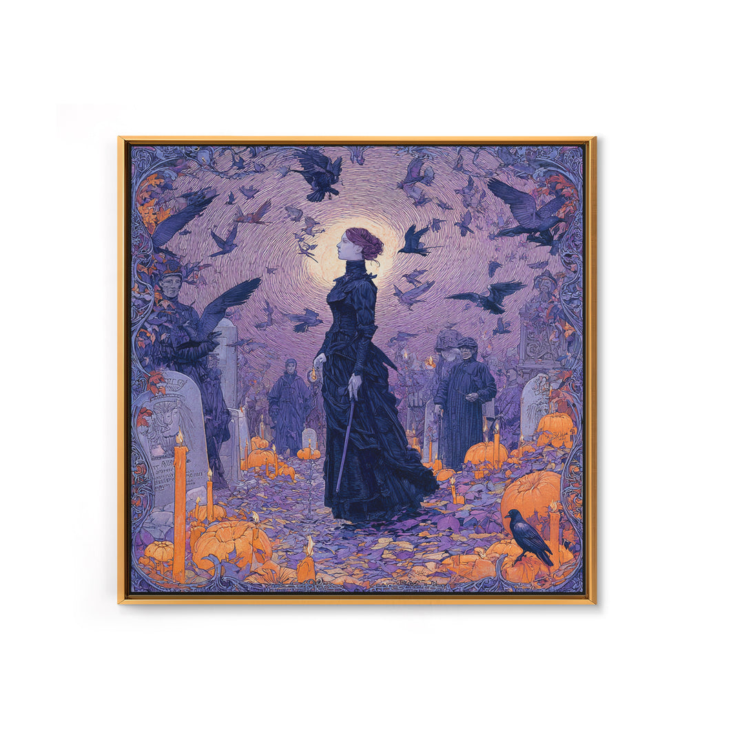 1980s Neon Horror, Symbolist Death Art, Square Wall Art, Gothic Horror Wall Art, Framed Canvas Print, Halloween Wall Art