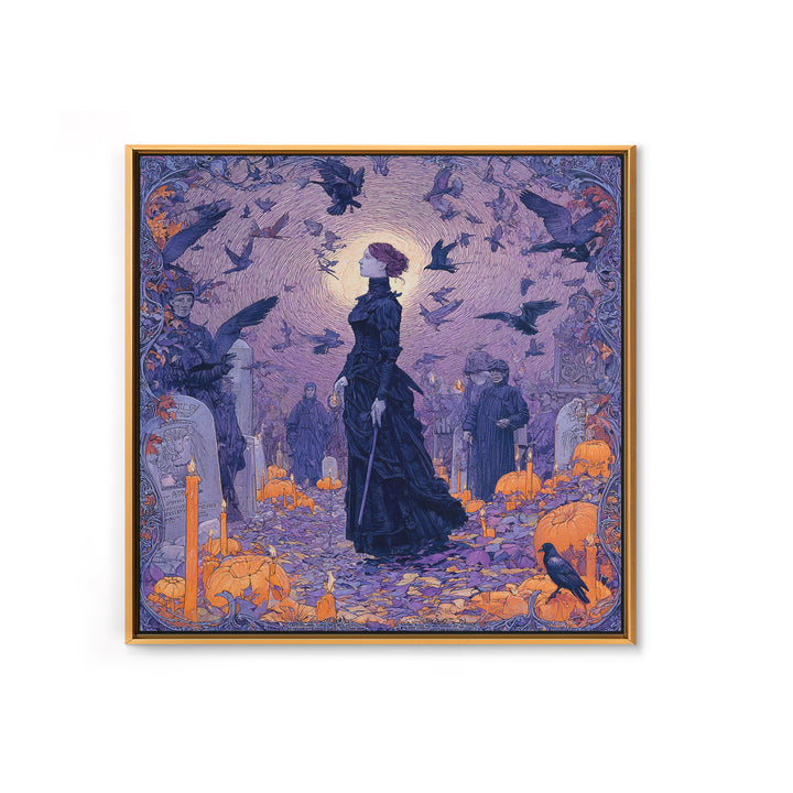 1980s Neon Horror, Symbolist Death Art, Square Wall Art, Gothic Horror Wall Art, Framed Canvas Print, Halloween Wall Art