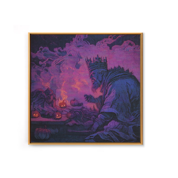 1980s Neon Horror, Dark Symbolist Art, Square Wall Art, Dark Halloween Decor, Canvas Print, Halloween Wall Art