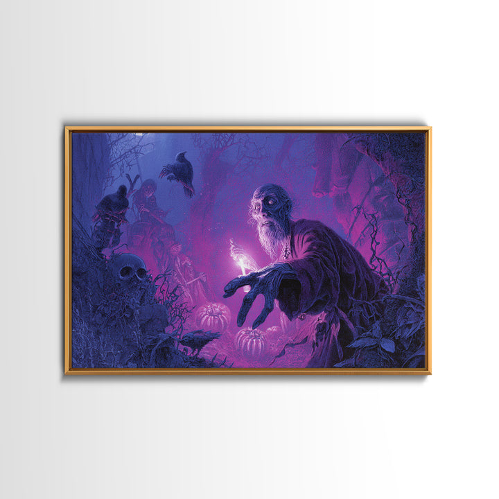 1980s Neon Horror, Expressionist Nightmare Art, Landscape Wall Art, Dark Fantasy Wall Art, Framed Canvas Print, Halloween Wall Art