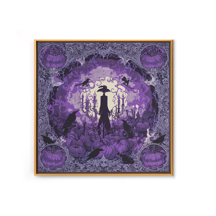 1980s Neon Horror, Decadent Line Art, Square Wall Art, Dark Halloween Decor, Canvas Print, Halloween Wall Art