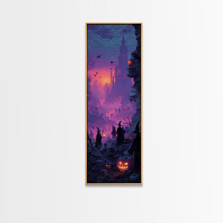 1980s Neon Horror, Surreal Apocalyptic Art, Tall Narrow Wall Art, Gothic Horror Wall Art, Framed Canvas Print, Halloween Wall Art
