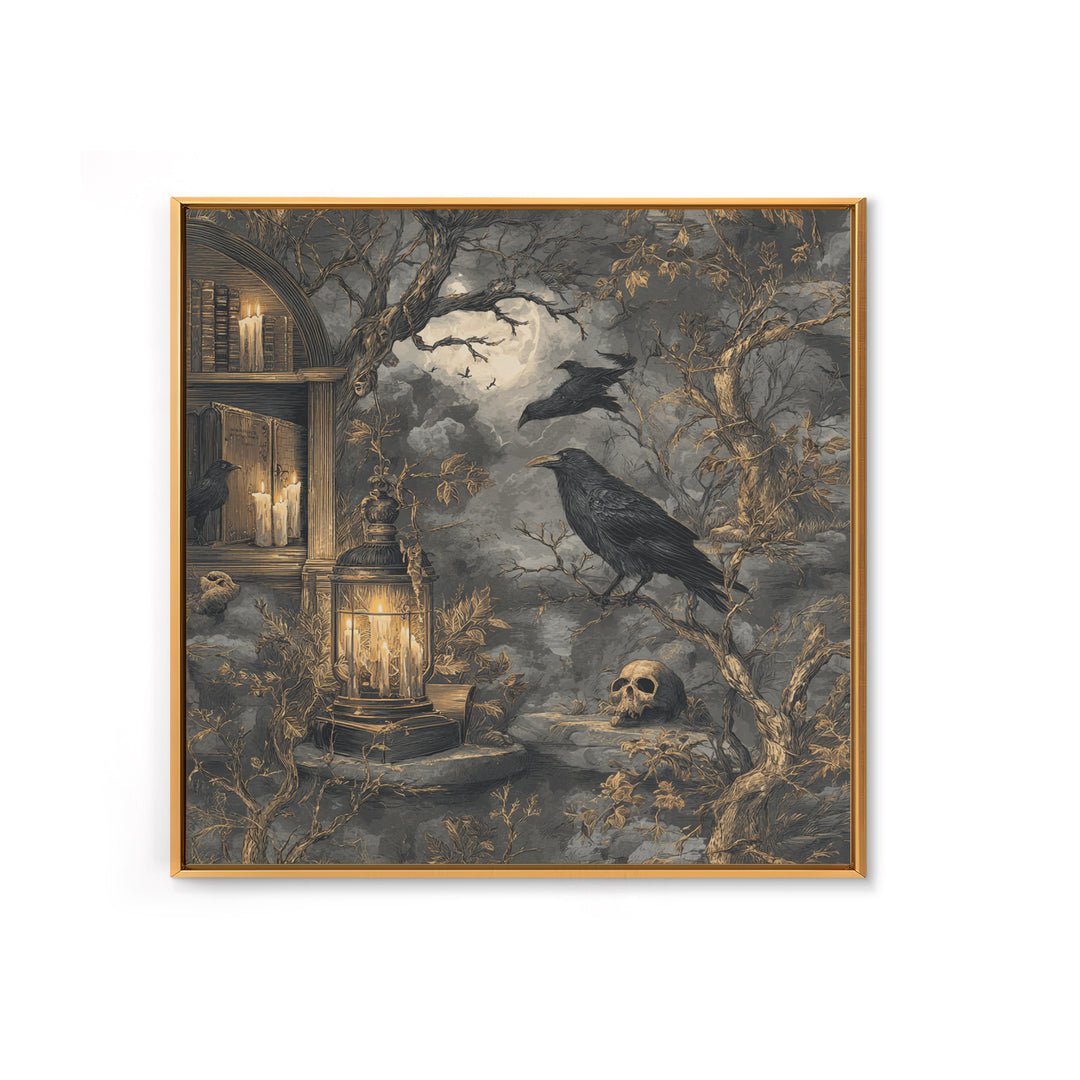Dark Academia Halloween, Baroque Witchcraft Art, Square Wall Art, Dark Fantasy Wall Art, Framed Canvas Print, Halloween Wall Art