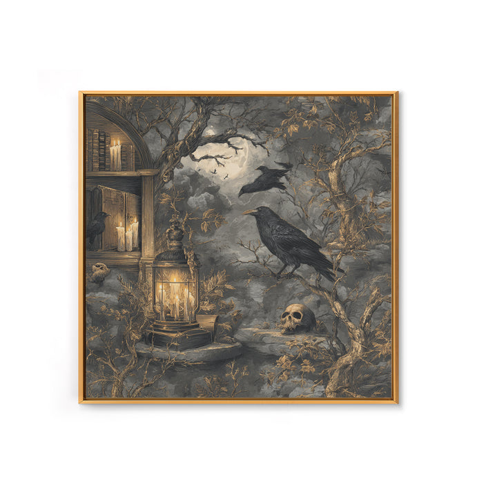 Dark Academia Halloween, Baroque Witchcraft Art, Square Wall Art, Dark Fantasy Wall Art, Framed Canvas Print, Halloween Wall Art