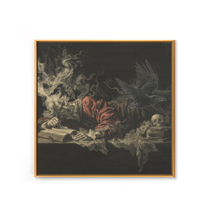 Dark Academia Halloween, Gothic Nightmare Art, Square Wall Art, Dark Fantasy Wall Art, Framed Canvas Print, Halloween Wall Art