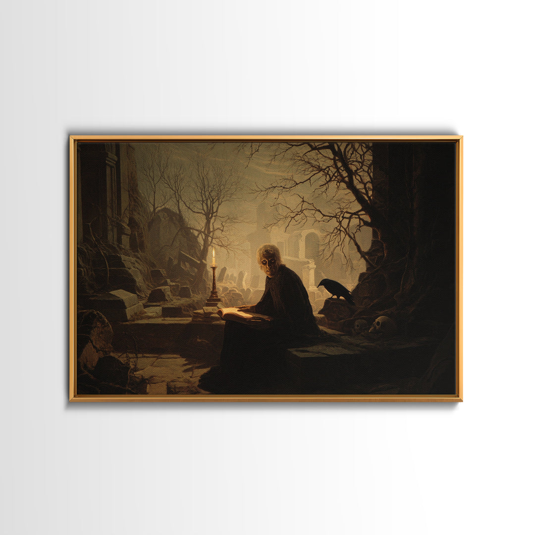 Dark Academia Halloween, Romantic Gothic Landscape, Landscape Wall Art, Gothic Horror Wall Art, Canvas Print, Halloween Wall Art