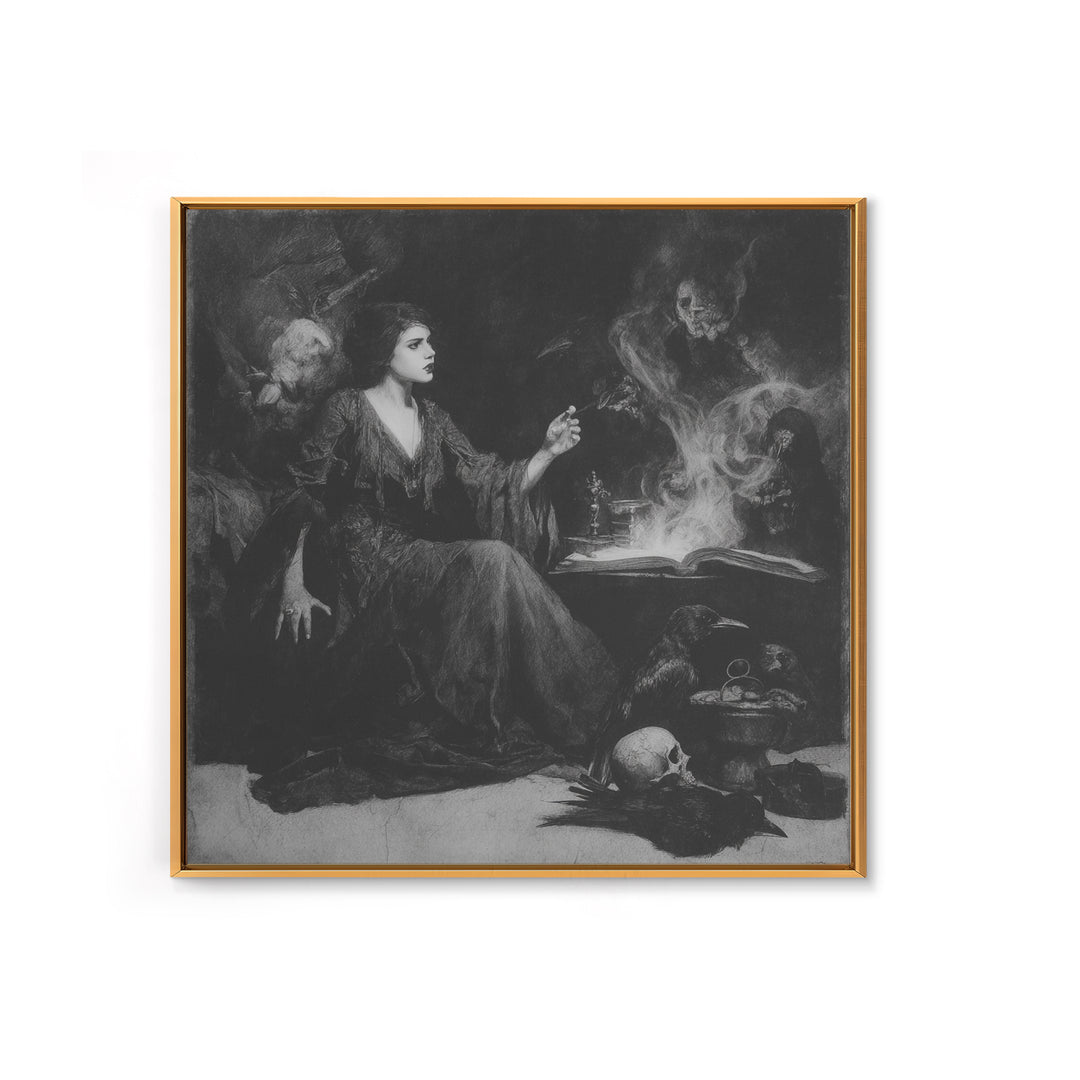 Dark Academia Halloween, Symbolist Dream Art, Square Wall Art, Dark Halloween Decor, Canvas Print, Halloween Wall Art