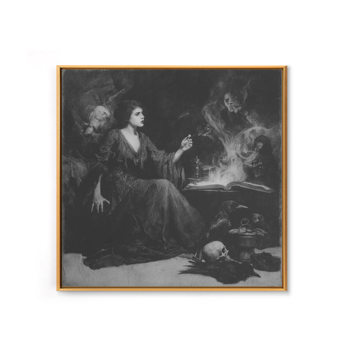 Dark Academia Halloween, Symbolist Dream Art, Square Wall Art, Dark Halloween Decor, Canvas Print, Halloween Wall Art