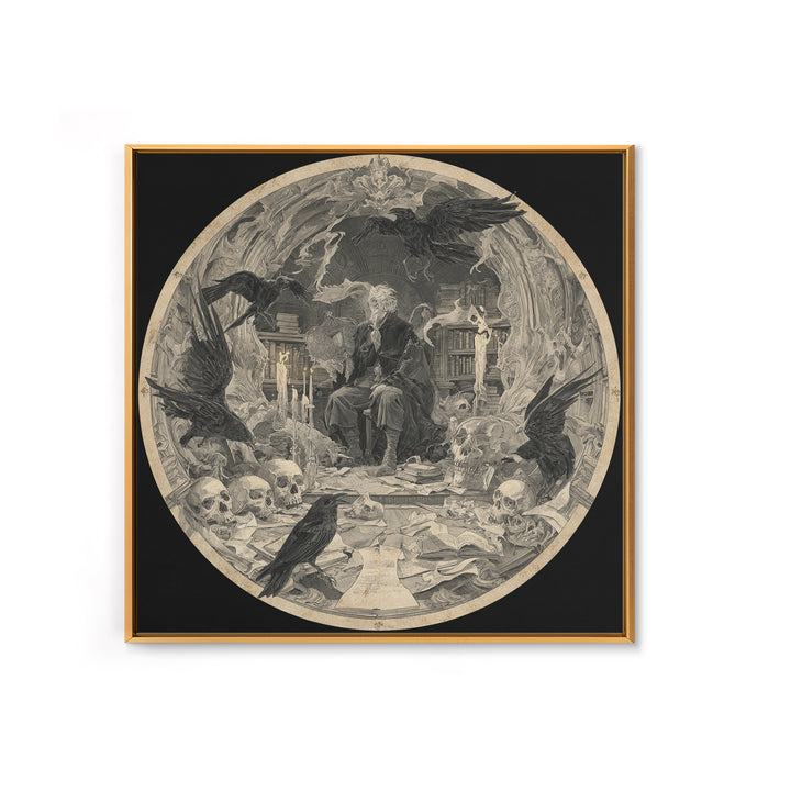 Dark Academia Halloween, Decadent Gothic Art, Square Wall Art, Dark Fantasy Wall Art, Framed Canvas Print, Halloween Wall Art