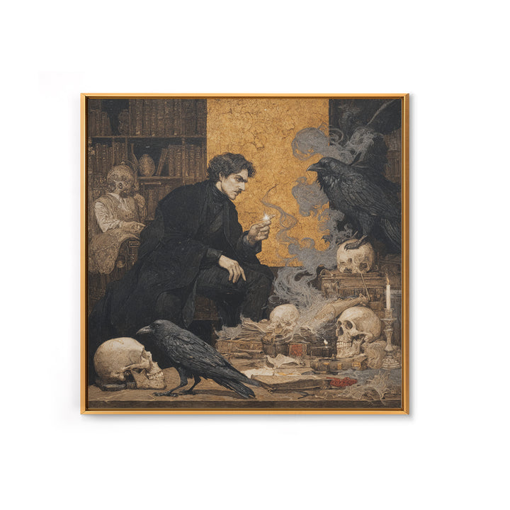 Dark Academia Halloween, Symbolist Etching Art, Square Wall Art, Macabre Wall Art, Canvas Print, Halloween Wall Art, Spooky Wall Decor