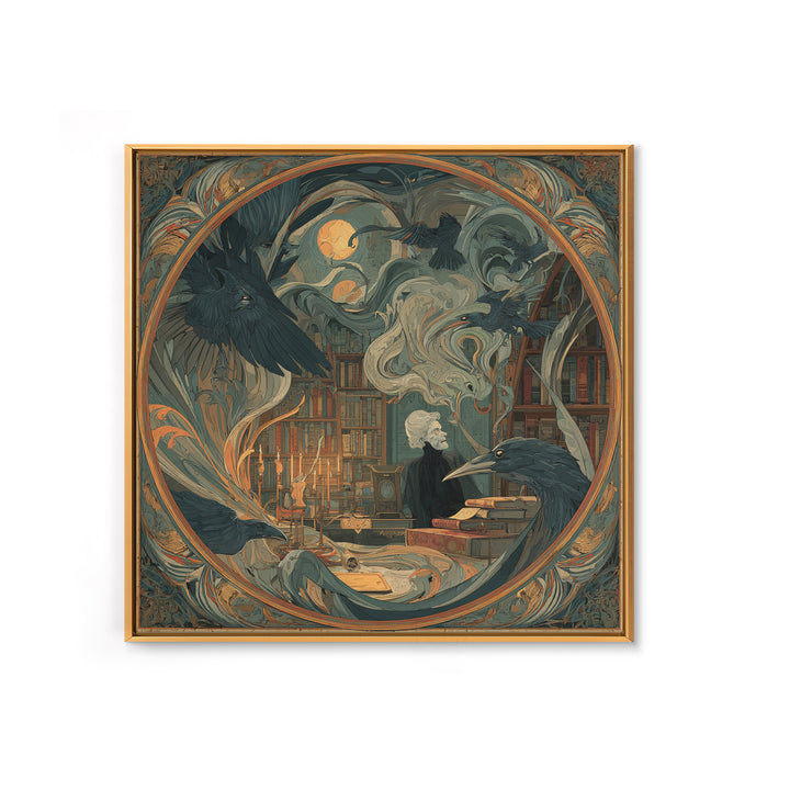 Dark Academia Halloween, Expressionist Gothic Art, Square Wall Art, Dark Halloween Decor, Framed Canvas Print, Halloween Wall Art