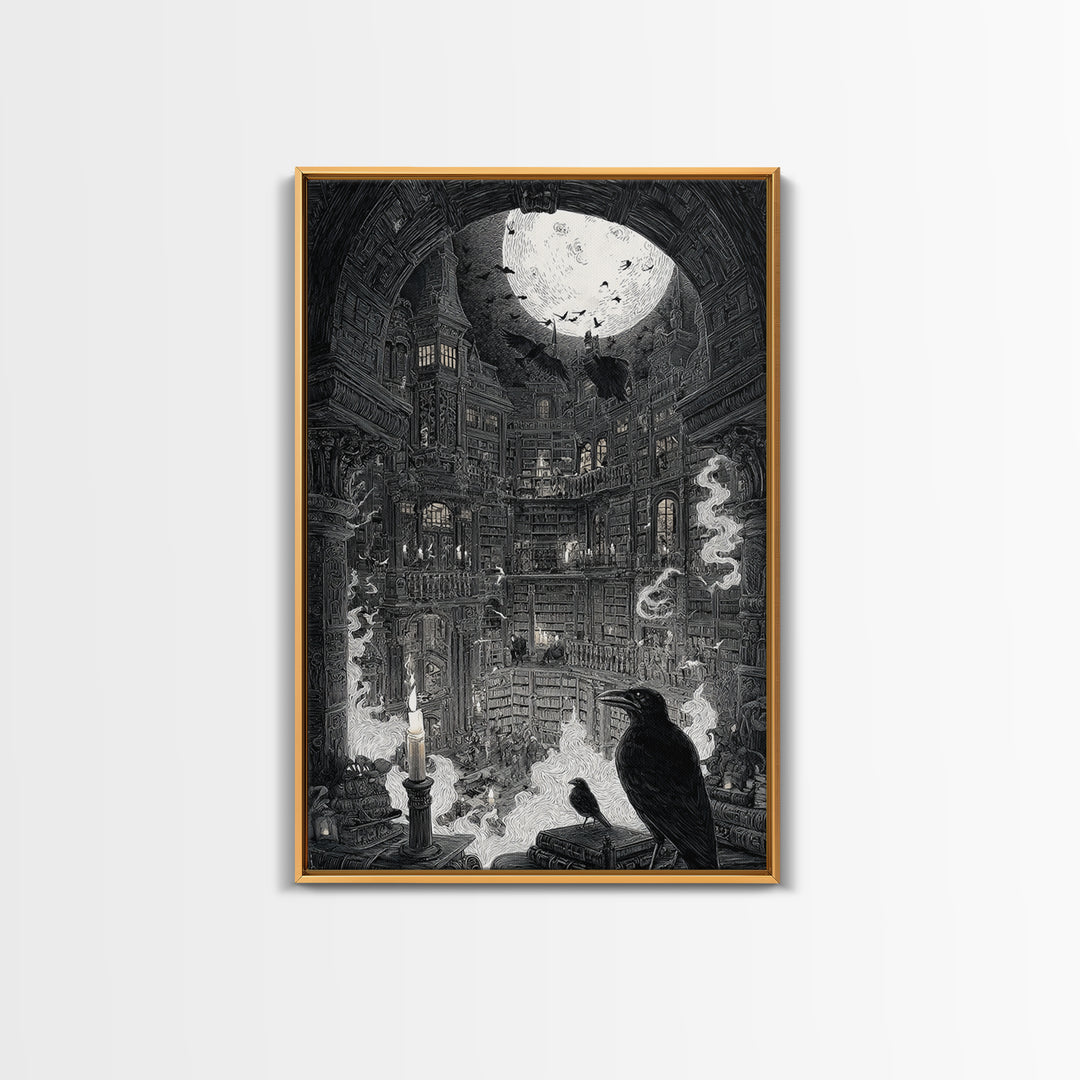 Dark Academia Halloween, Victorian Macabre Art, Vertical Wall Art, Dark Halloween Decor, Framed Canvas Print, Halloween Wall Art