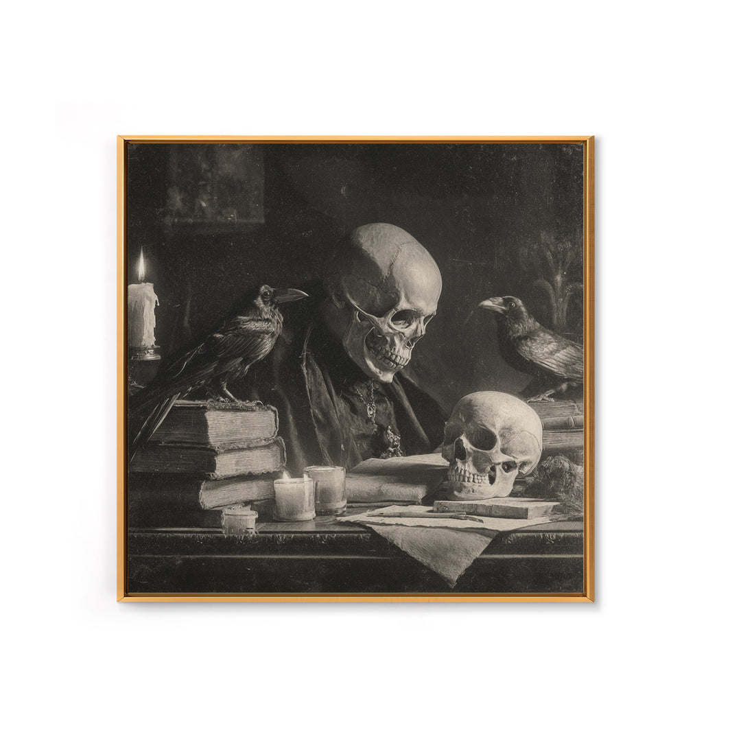 Dark Academia Halloween, Biomechanical Horror Art, Square Wall Art, Dark Fantasy Wall Art, Framed Canvas Print, Halloween Wall Art