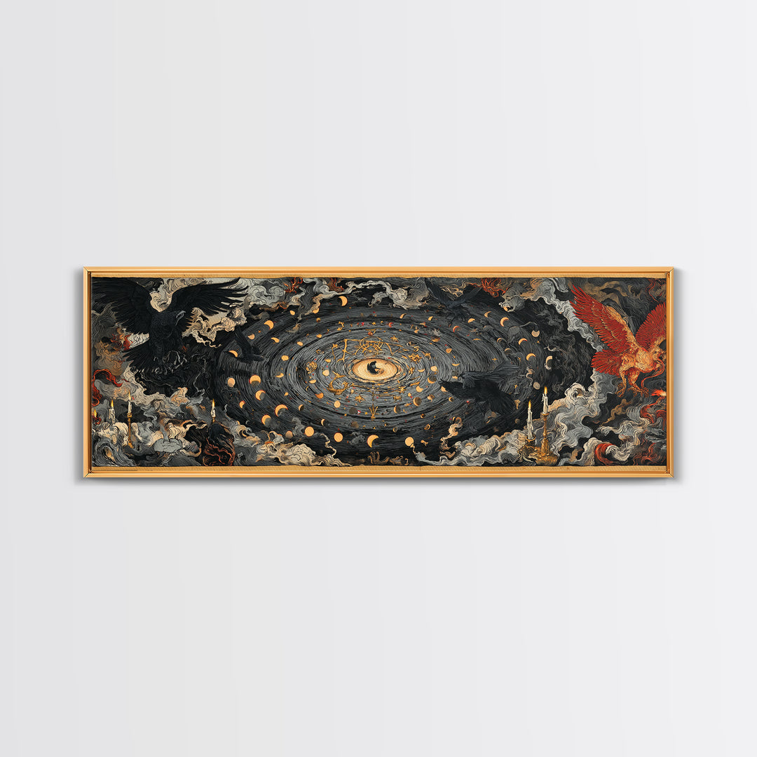 Celestial Witchcraft, Visionary Gothic Art, Extra Wide Wall Art, Gothic Horror Wall Art, Framed Canvas Print, Halloween Wall Art