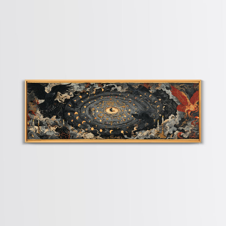 Celestial Witchcraft, Visionary Gothic Art, Extra Wide Wall Art, Gothic Horror Wall Art, Framed Canvas Print, Halloween Wall Art