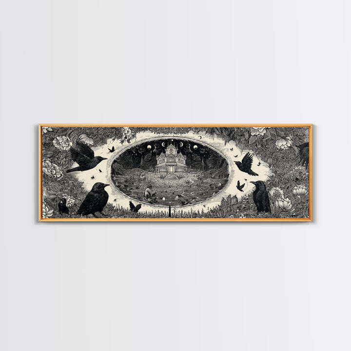 Celestial Witchcraft, Victorian Macabre Art, Extra Wide Wall Art, Macabre Wall Art, Canvas Print, Halloween Wall Art, Halloween Decor