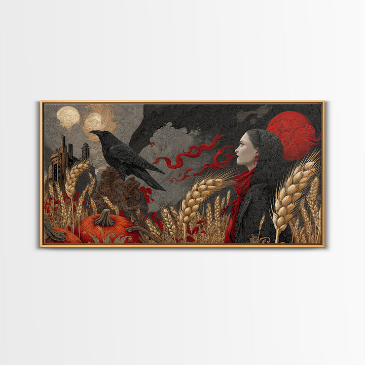 Occult Harvest Festival, Apocalyptic Romantic Art, Wide Panoramic Art, Gothic Horror Wall Art, Canvas Print, Halloween Wall Art