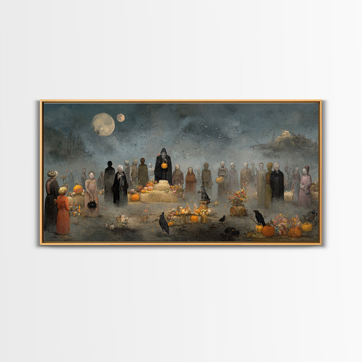 Occult Harvest Festival, Symbolist Dream Art, Wide Panoramic Art, Gothic Horror Wall Art, Canvas Print, Halloween Wall Art