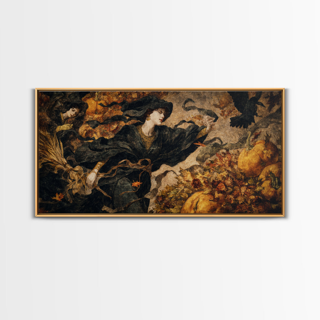 Occult Harvest Festival, Dark Symbolist Art, Wide Panoramic Art, Gothic Horror Wall Art, Canvas Print, Halloween Wall Art