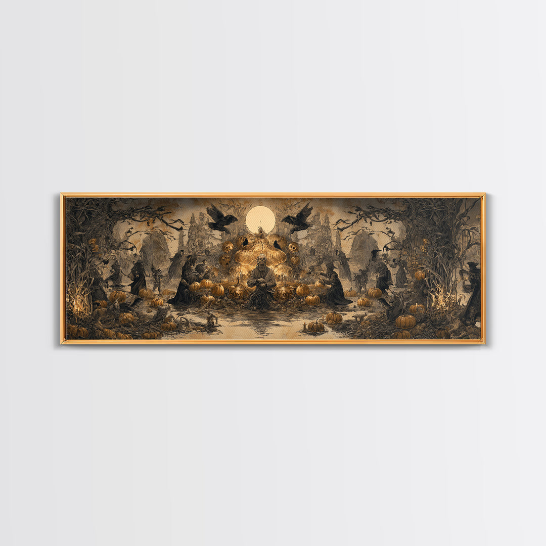 Occult Harvest Festival, Surreal Apocalyptic Art, Extra Wide Wall Art, Dark Fantasy Wall Art, Canvas Print, Halloween Wall Art