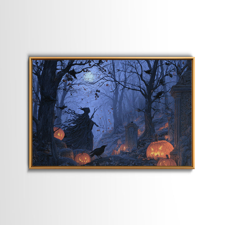 Enchanted Woodland Halloween, Romantic Gothic Landscape, Landscape Wall Art, Gothic Horror Wall Art, Framed Canvas Print