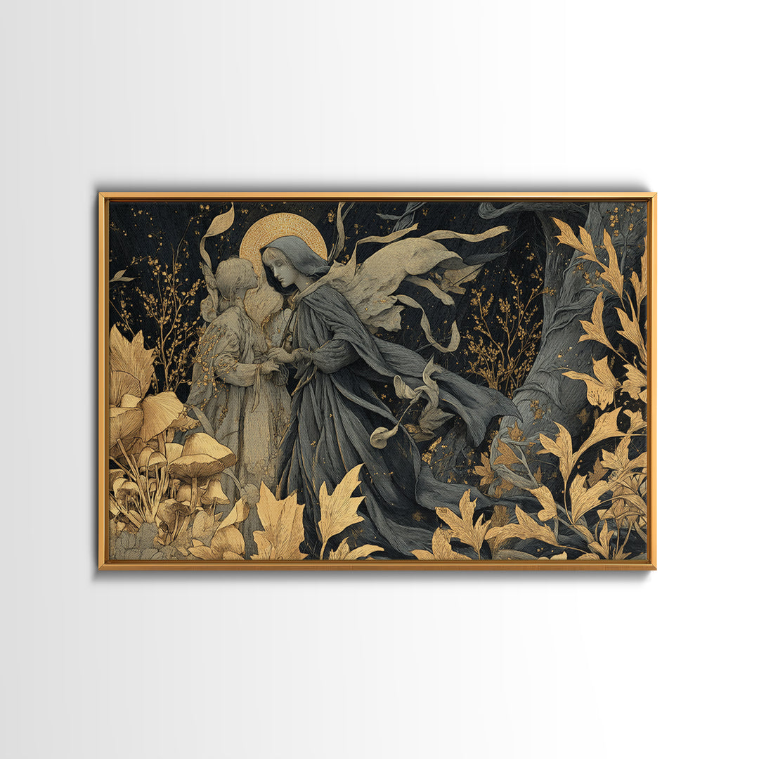 Enchanted Woodland Halloween, Symbolist Death Art, Landscape Wall Art, Dark Halloween Decor, Canvas Print, Halloween Wall Art