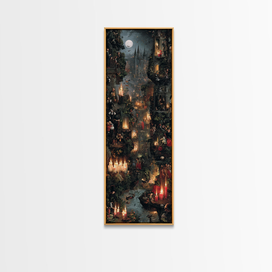 Gothic Romance, Medieval Grotesque Art, Tall Narrow Wall Art, Dark Fantasy Wall Art, Canvas Print, Halloween Wall Art