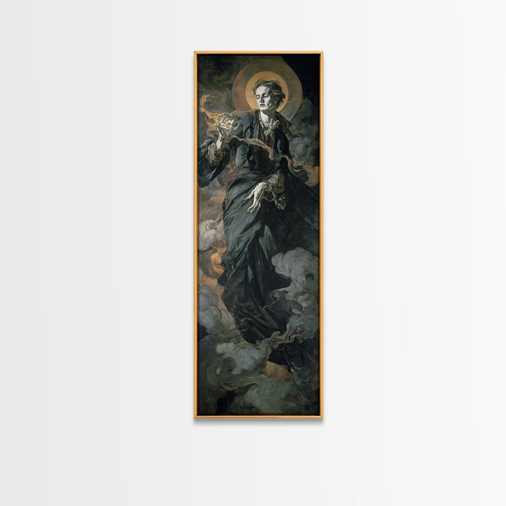 Gothic Romance, Dark Renaissance Art, Tall Narrow Wall Art, Macabre Wall Art, Framed Canvas Print, Halloween Wall Art