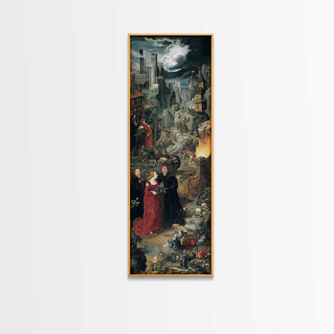 Gothic Romance, Danse Macabre Art, Tall Narrow Wall Art, Gothic Horror Wall Art, Framed Canvas Print, Halloween Wall Art