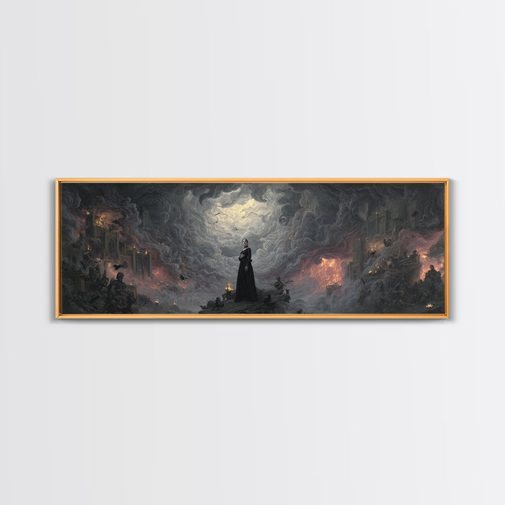 Gothic Romance, Apocalyptic Romantic Art, Extra Wide Wall Art, Gothic Horror Wall Art, Framed Canvas Print, Halloween Wall Art