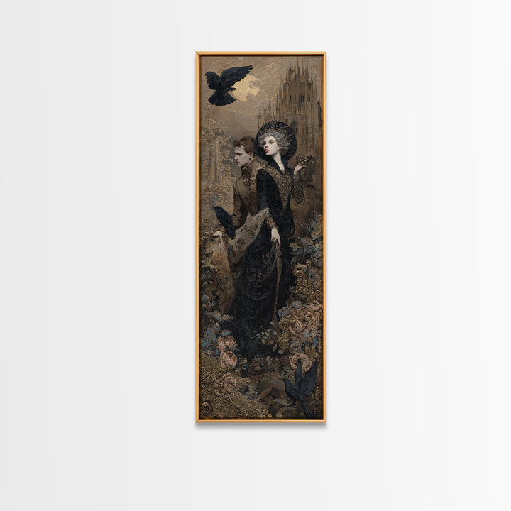 Gothic Romance, Ornate Symbolist Art, Tall Narrow Wall Art, Gothic Horror Wall Art, Canvas Print, Halloween Wall Art