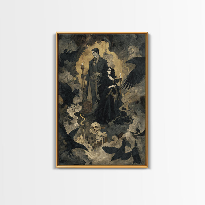 Gothic Romance, Dark Symbolist Art, Vertical Wall Art, Dark Halloween Decor, Canvas Print, Halloween Wall Art, Gothic Home Decor