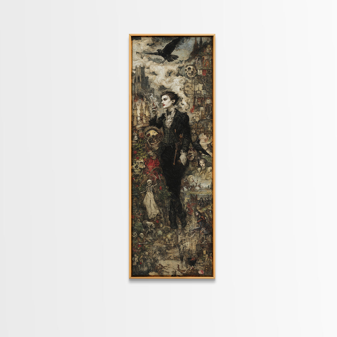 Gothic Romance, Grotesque Carnival Art, Tall Narrow Wall Art, Dark Fantasy Wall Art, Framed Canvas Print, Halloween Wall Art