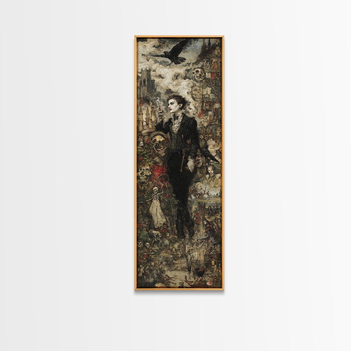 Gothic Romance, Grotesque Carnival Art, Tall Narrow Wall Art, Dark Fantasy Wall Art, Framed Canvas Print, Halloween Wall Art